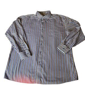 Neiman Marcus Men’s Wrinkle Free Button Down L/S Shirt XXL Blue/Gold Stripe